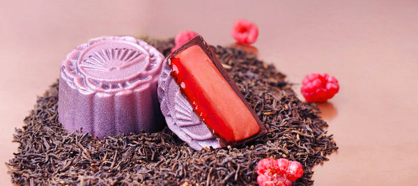 TEALEAVES Earl Grey Raspberry Chocolate Mooncakes with earl grey tea infused ganache and raspberry jelly