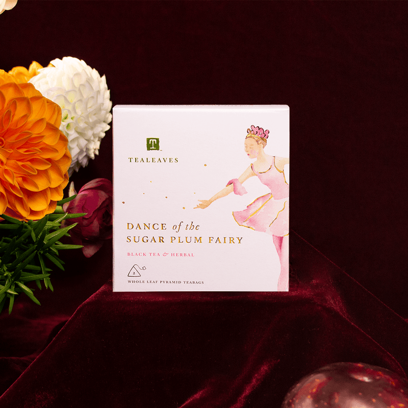 TEALEAVES Dance of the Sugar Plum Fairy Holiday Tea Bags Gift Set. Luxury black tea. Wellness herbal tea. Premium tea bags. Compostable tea bags.